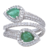 Emerald & Diamond ByPass Ring