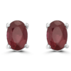 Oval Ruby Earrings 14k White gold